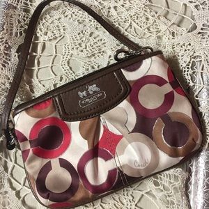 Coach Signature Wristlet Satin-Leather